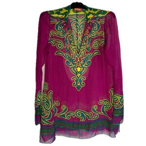 Hale Bob Cabana Silk Tunic Beaded Coverup Size | Sz S